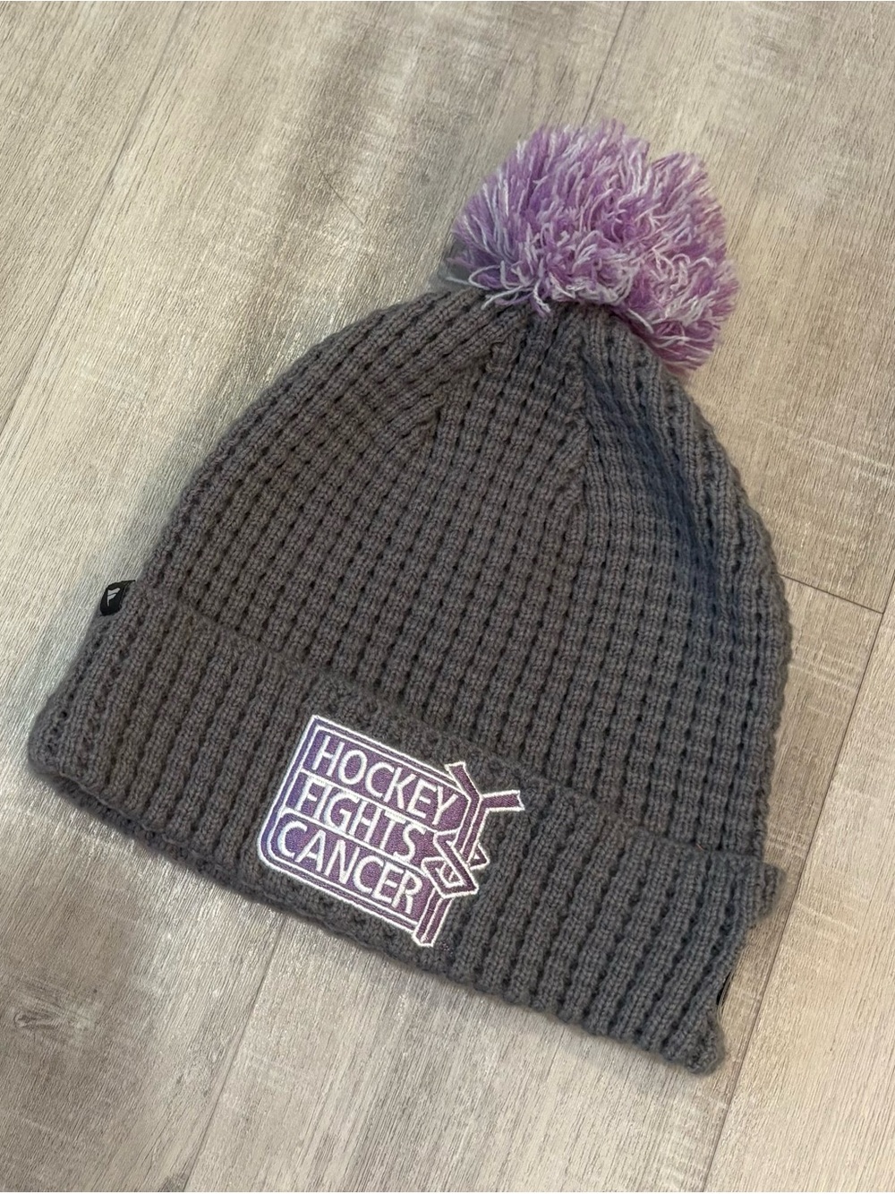 NHL Golden Knights Hockey Fights Cancer Pom Beanie - Gray with Lavender Pom